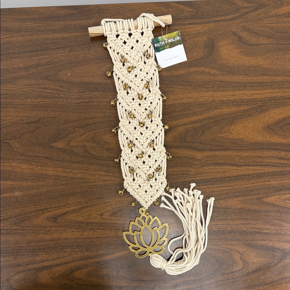 NWT Macrame Wall Hanging with Lotus Design